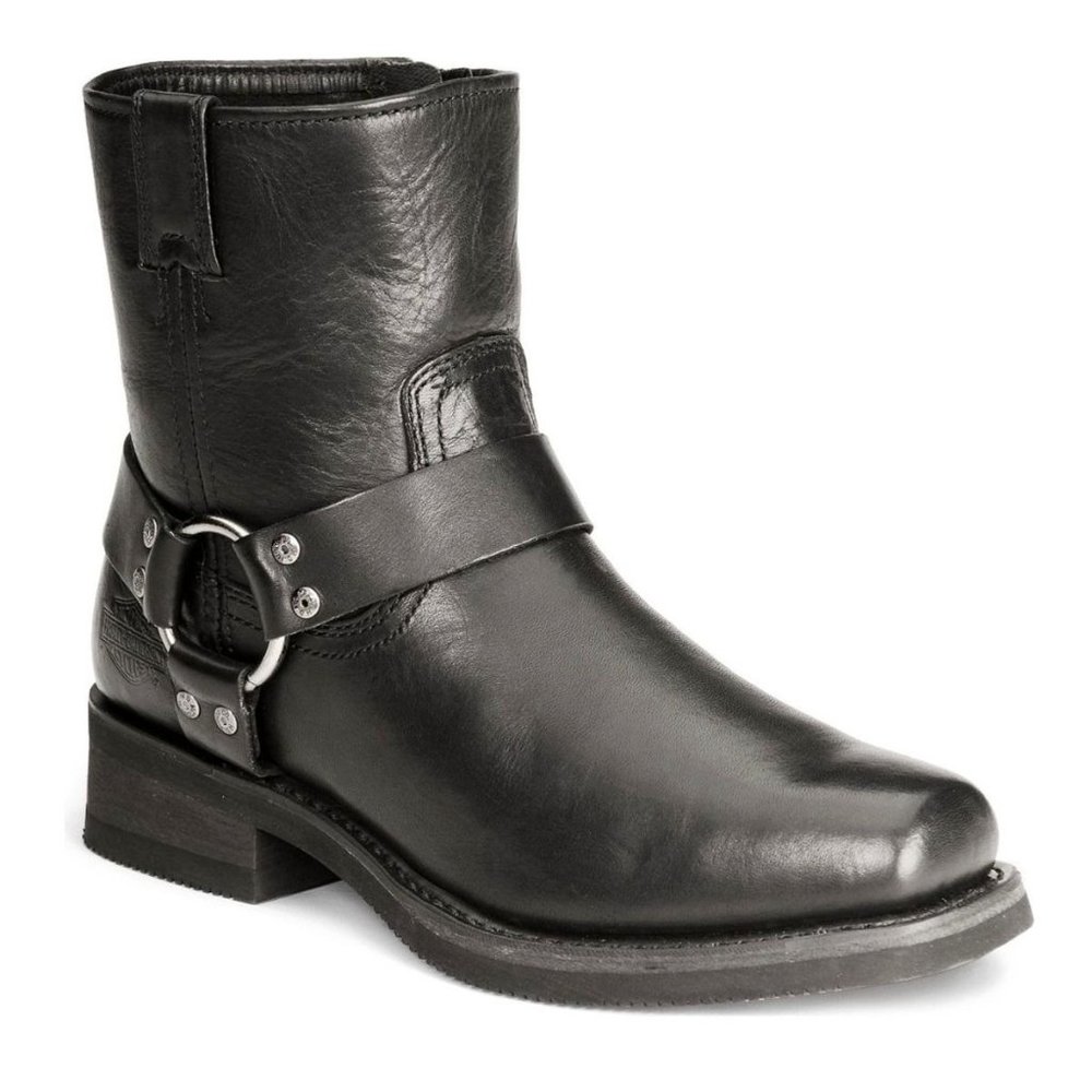 Harley-Davidson Black Leather Harness Moto Boots